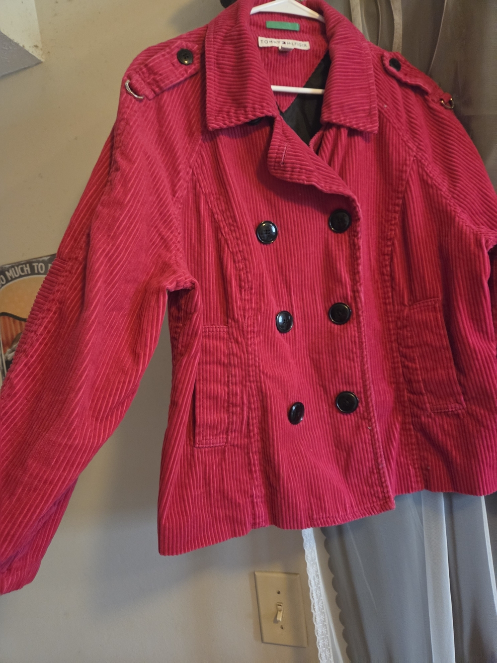 Vintage Tommy Hilfiger Pink Corduroy Double-Breasted Jacket NWOT Womens XL